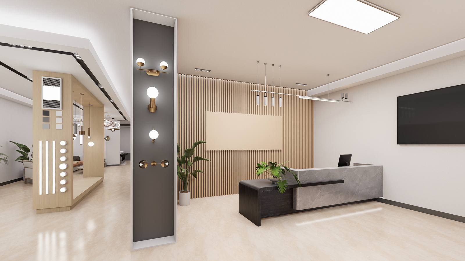 AKT lighting showroom reception concept