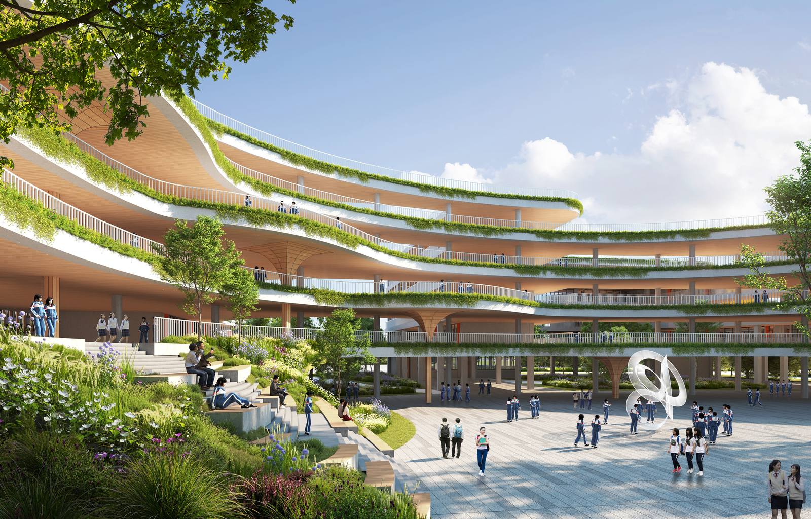 Dalingshan Middle School campus rendering