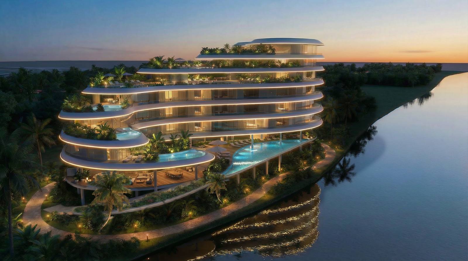Infinity pool deck and leisure terrace