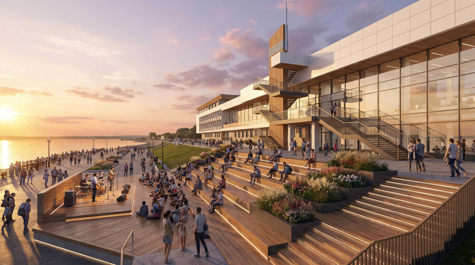 Komsomolsk-on-Amur riverside hotel terrace renovation rendering